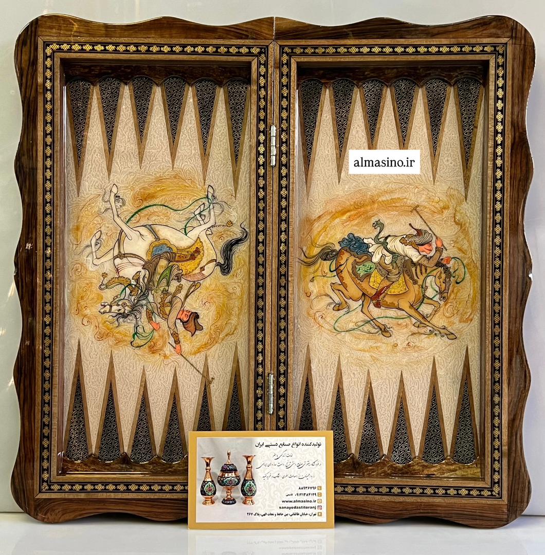 تخته نرد خاتم و نقاشی شکار اعلا