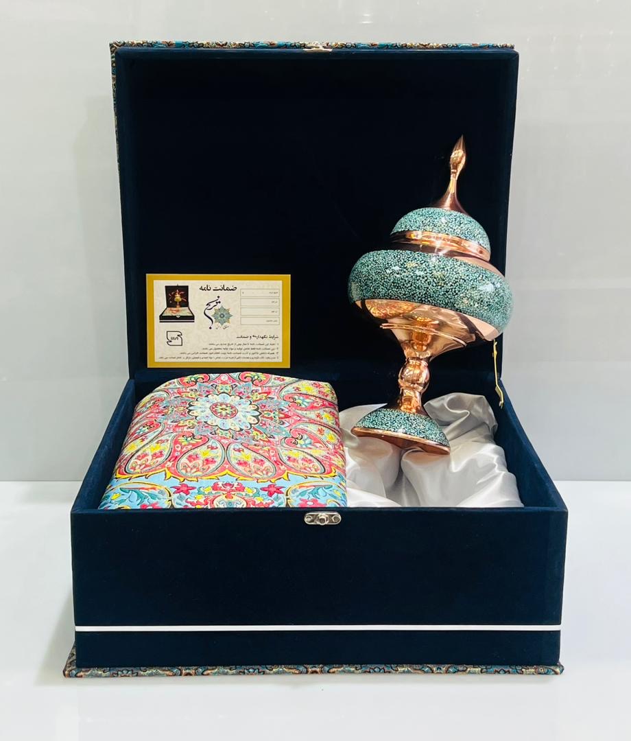 پک شکلاتخوری پایه دار فیروزه کوبی با ترمه