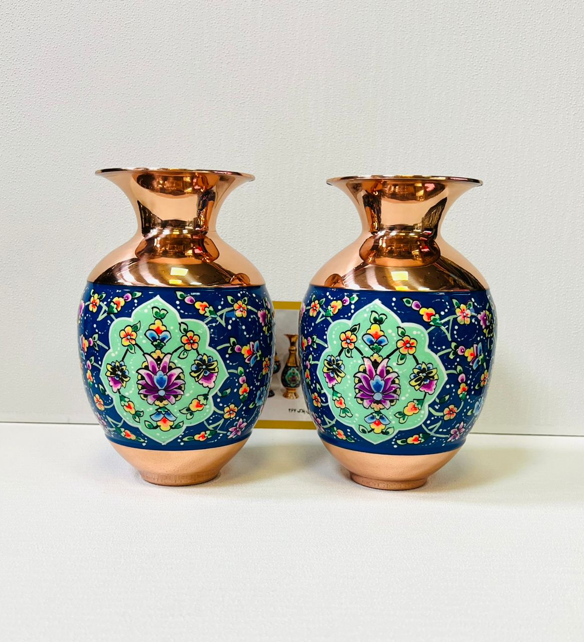 گلدان خمره ای مس و پرداز