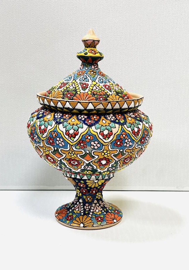 شکلاتخوری پایه دار مینا کاری لاله جین