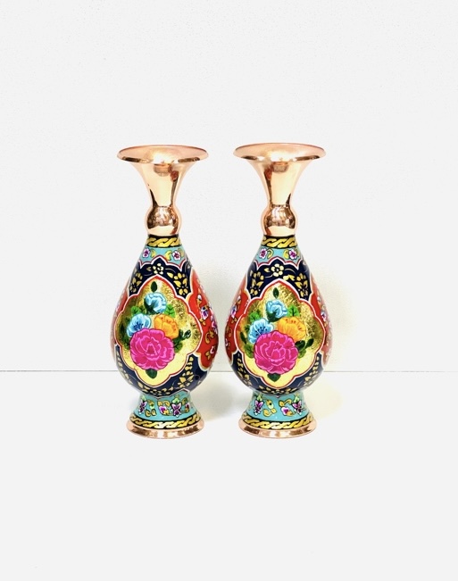 گلدان نفیس اب طلا گل مرغی